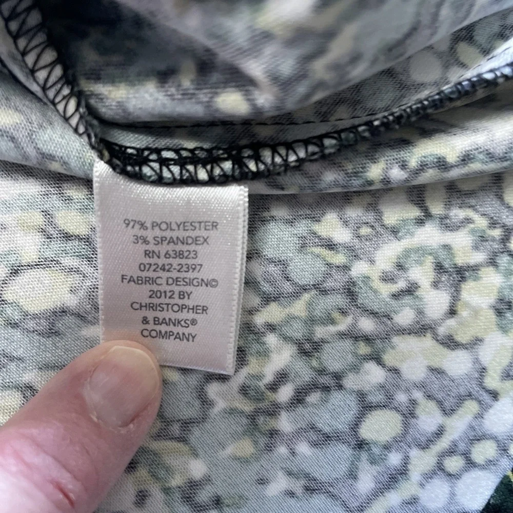 Christoper & Banks Button Front Jacket Green Snd Black Abstract‎ Print XL Petite